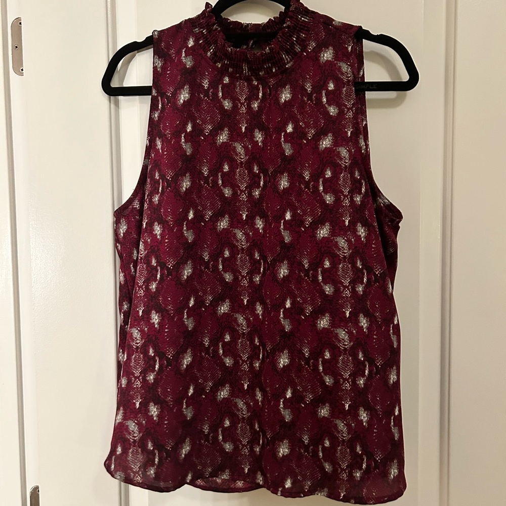 Maroon print sleeveless blouse by Alison Joy
